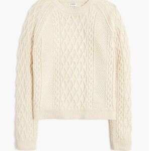 J. Crew Women's Ivory Cable Knit Crew Neck Sweater | women’s XL
